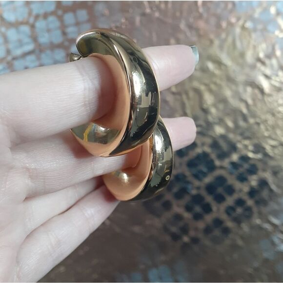 Zara Chunky Goldtone Hoop Earrings - Picture 2 of 16